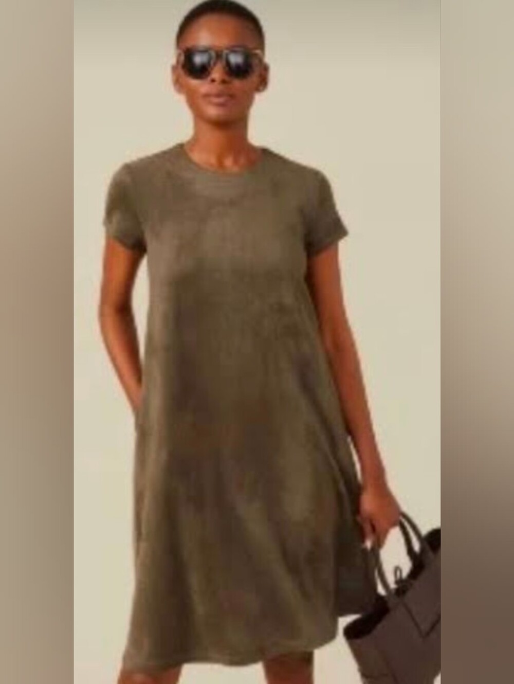 J. McLaughlin Faux Suede Sage Green Dress L